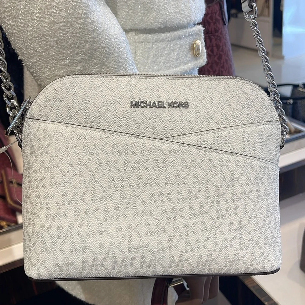 Michael Kors Jet Set Travel Medium Signature Logo Dome Crossbody Satchel NWT